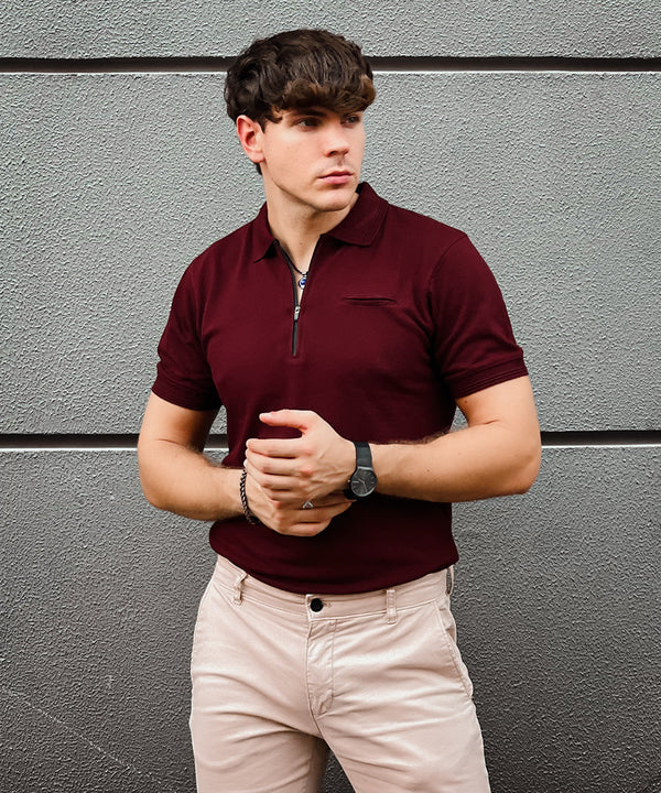 Burgundy Elegance Men Polo