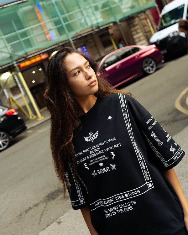 Beyond Sight Oversized Tee – Puff Print Interlock Shirt