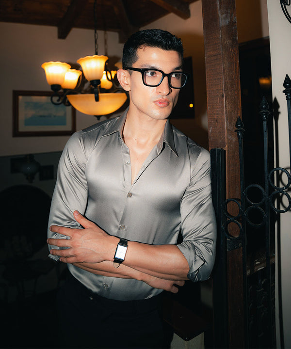 Slate Elegance Satin Shirt | Limited Drop